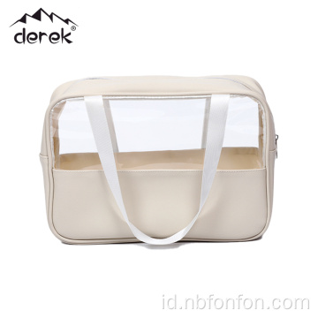 Tas Makeup Clear PVC Dengan Pegangan Zipper Portabel